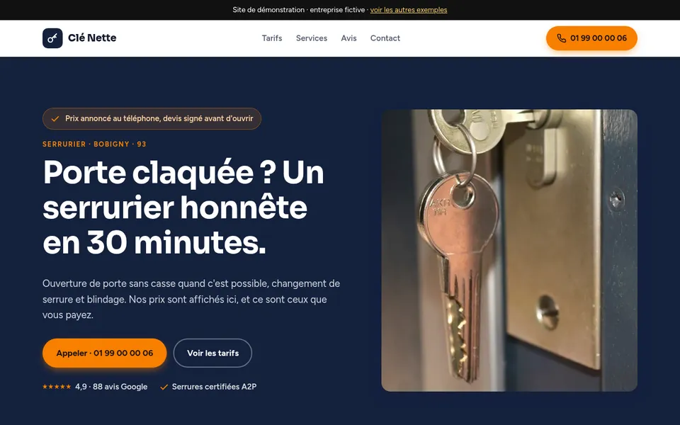 Site de démonstration Clé Nette, serrurier à Bobigny
